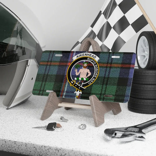Aikenhead crest aluminium novelty plate, 12 by 6 inches