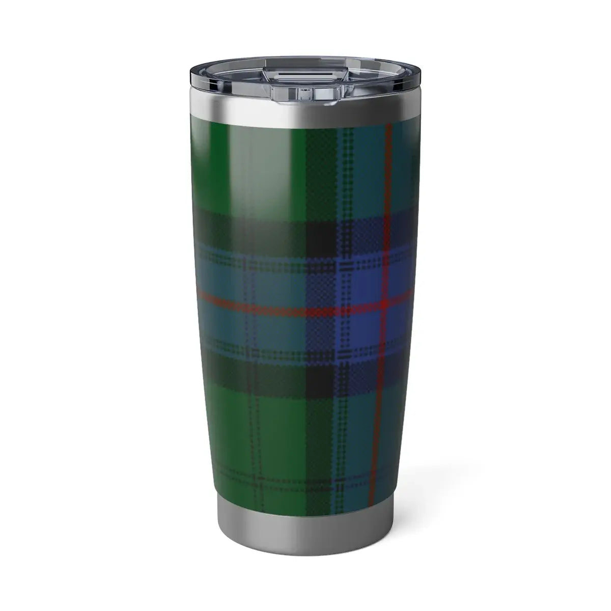 Armstrong green and blue tartan crest tumbler — 20oz stainless steel, Scottish heritage design