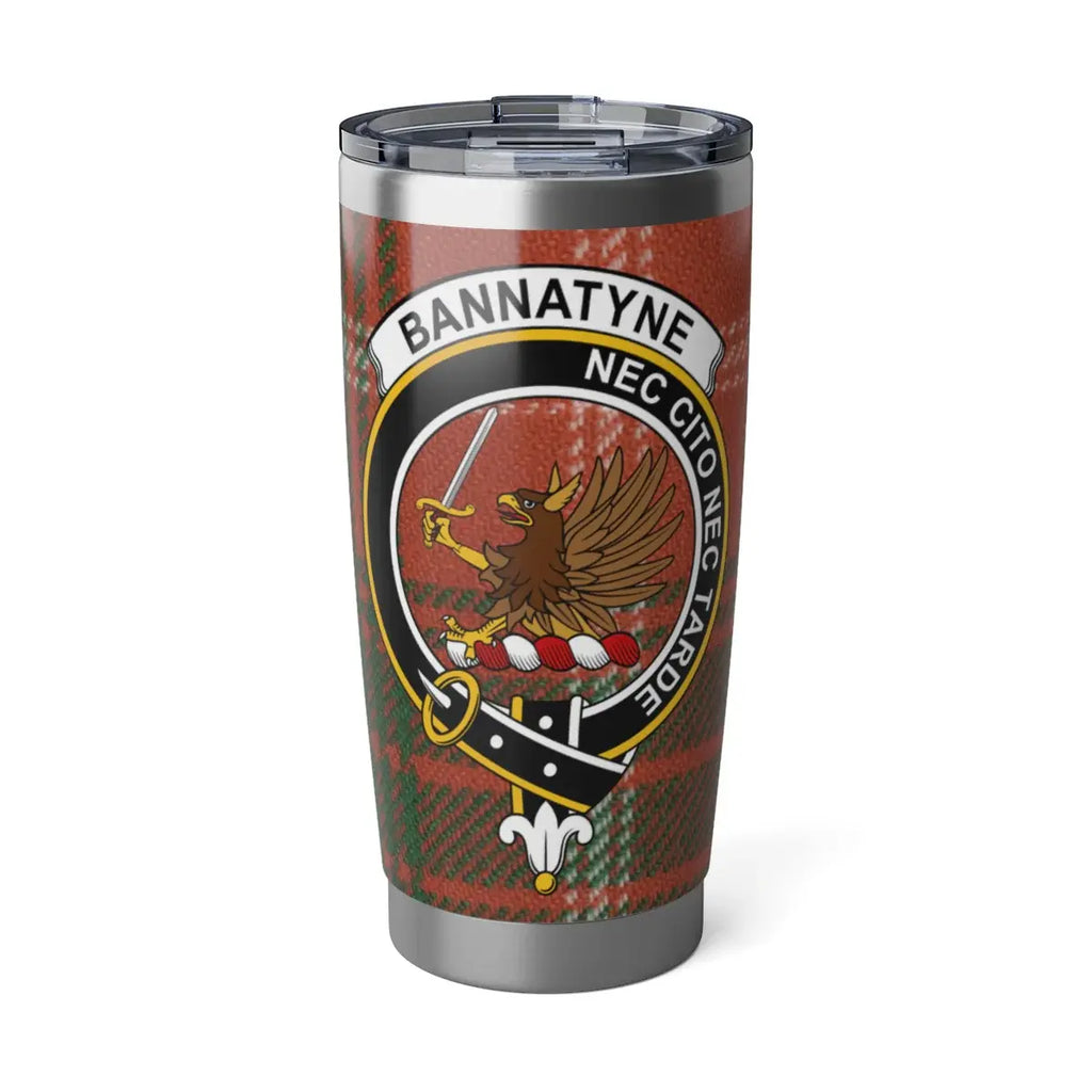 Bannatyne Coat of Arms on a Tartan Design Tumbler