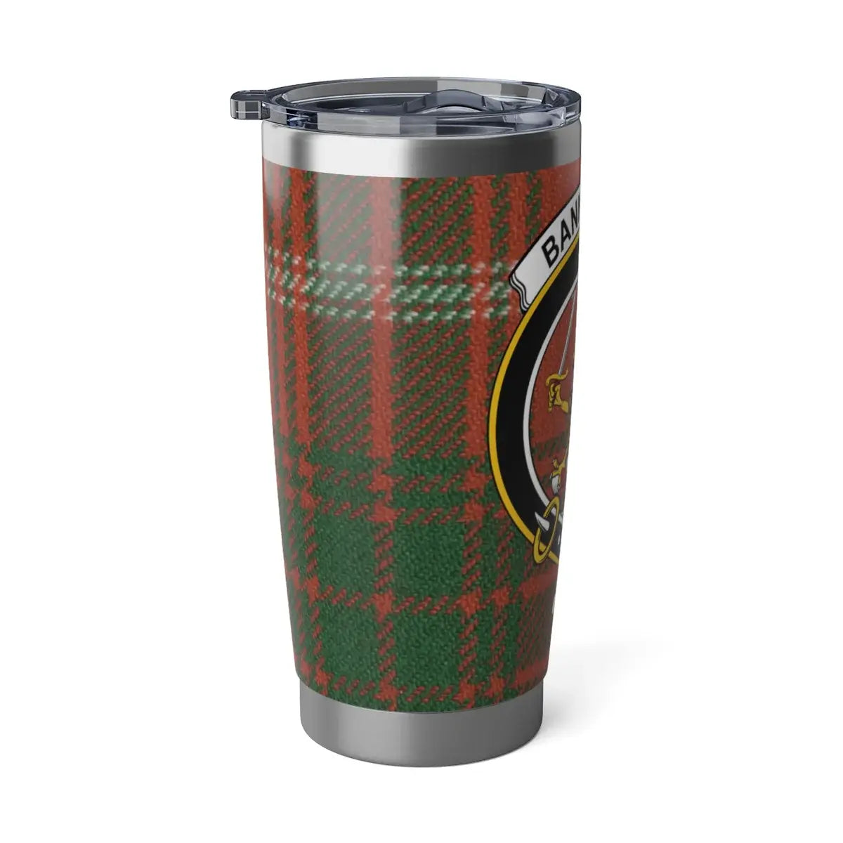 Clan Badge Insulated Travel Tumbler with Tartan Design