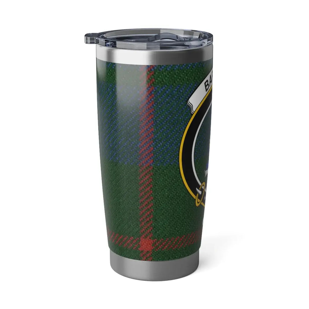 Barclay clan tartan tumbler in car cup holder — 20oz stainless steel, Scottish heritage design