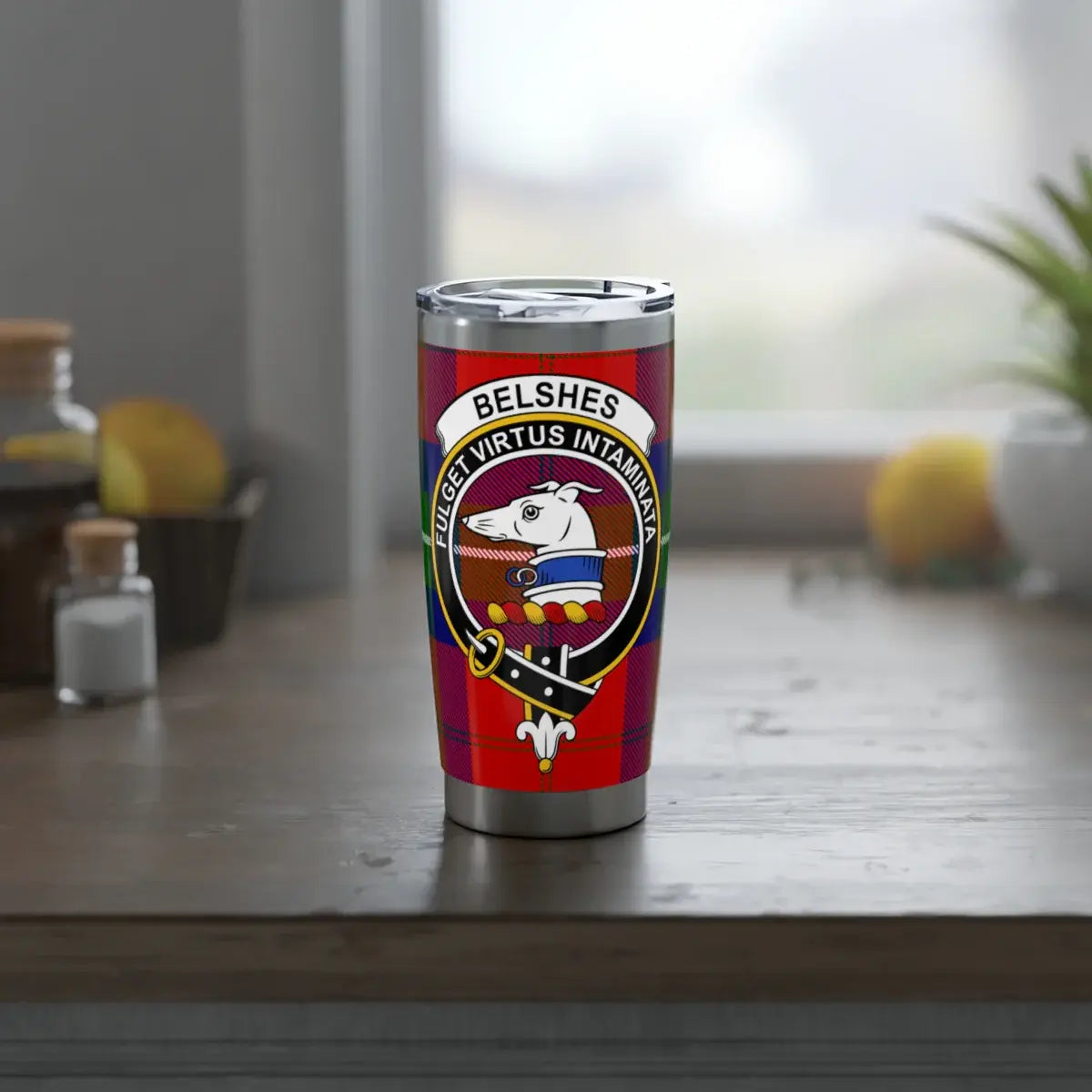 Belshes Clan Crest Tartan Insulated Travel Mug