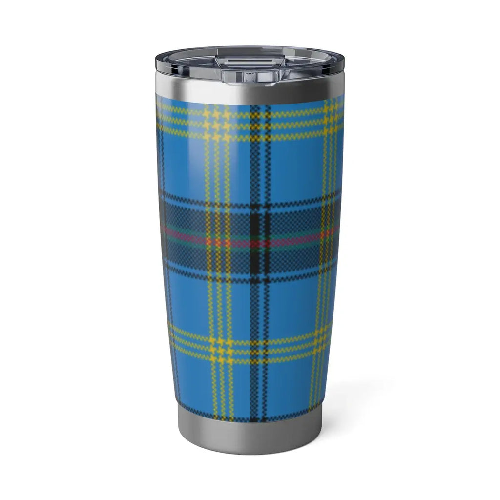 Bell clan blue tartan 20oz insulated tumbler — double-wall stainless steel, Scottish heritage design