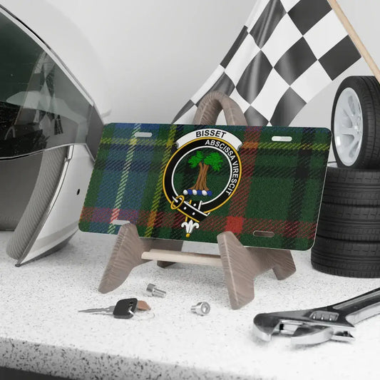 Tartan Bisset License Plate with Clan Crest product type