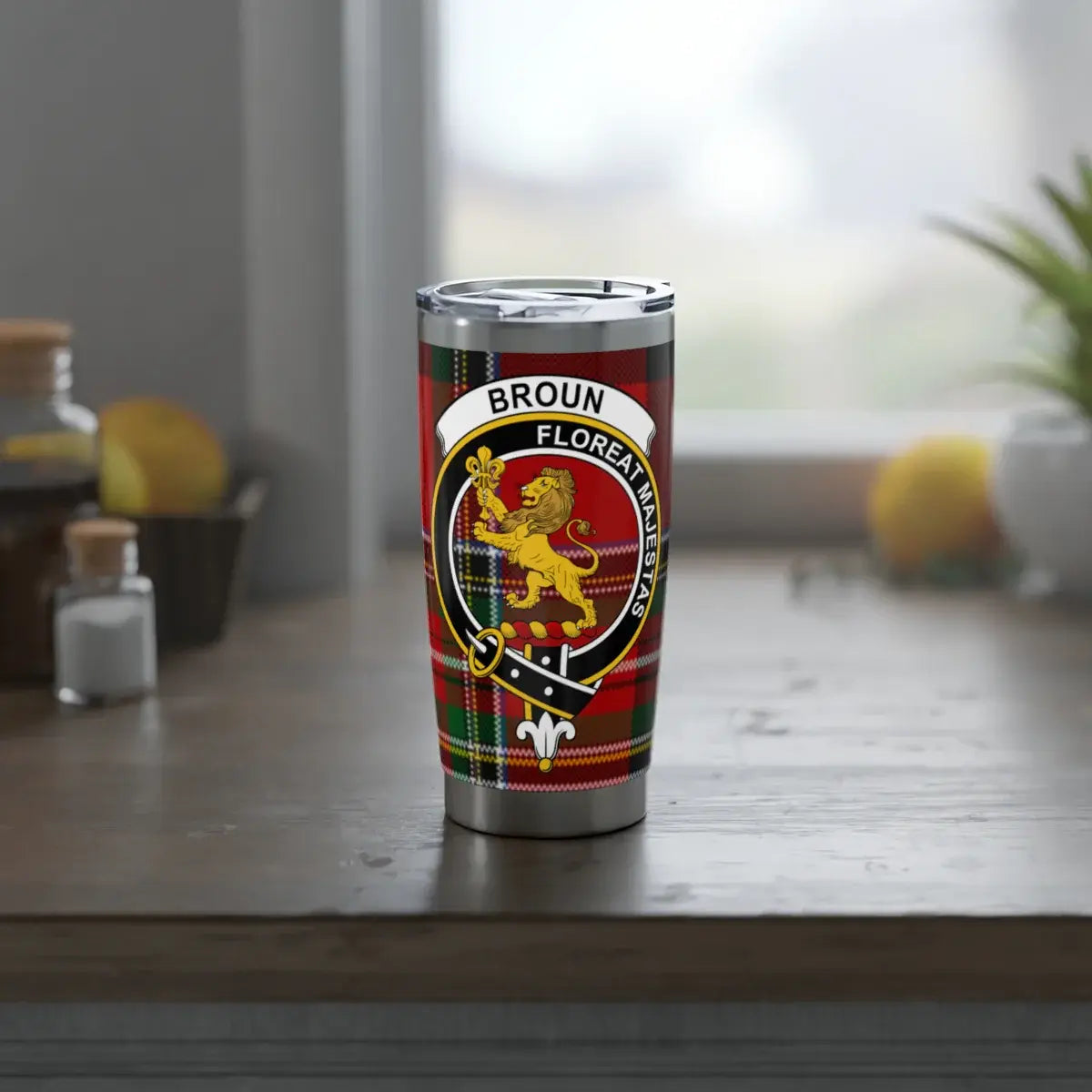 Broun Floreat Majestas Travel Tumbler