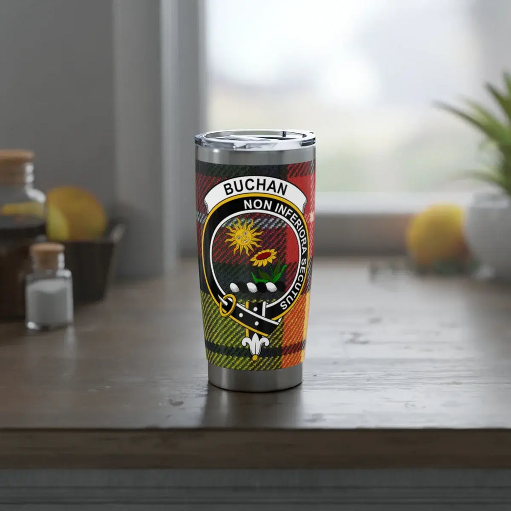 Buchan Clan Crest Tartan Stainless Steel Travel Mug