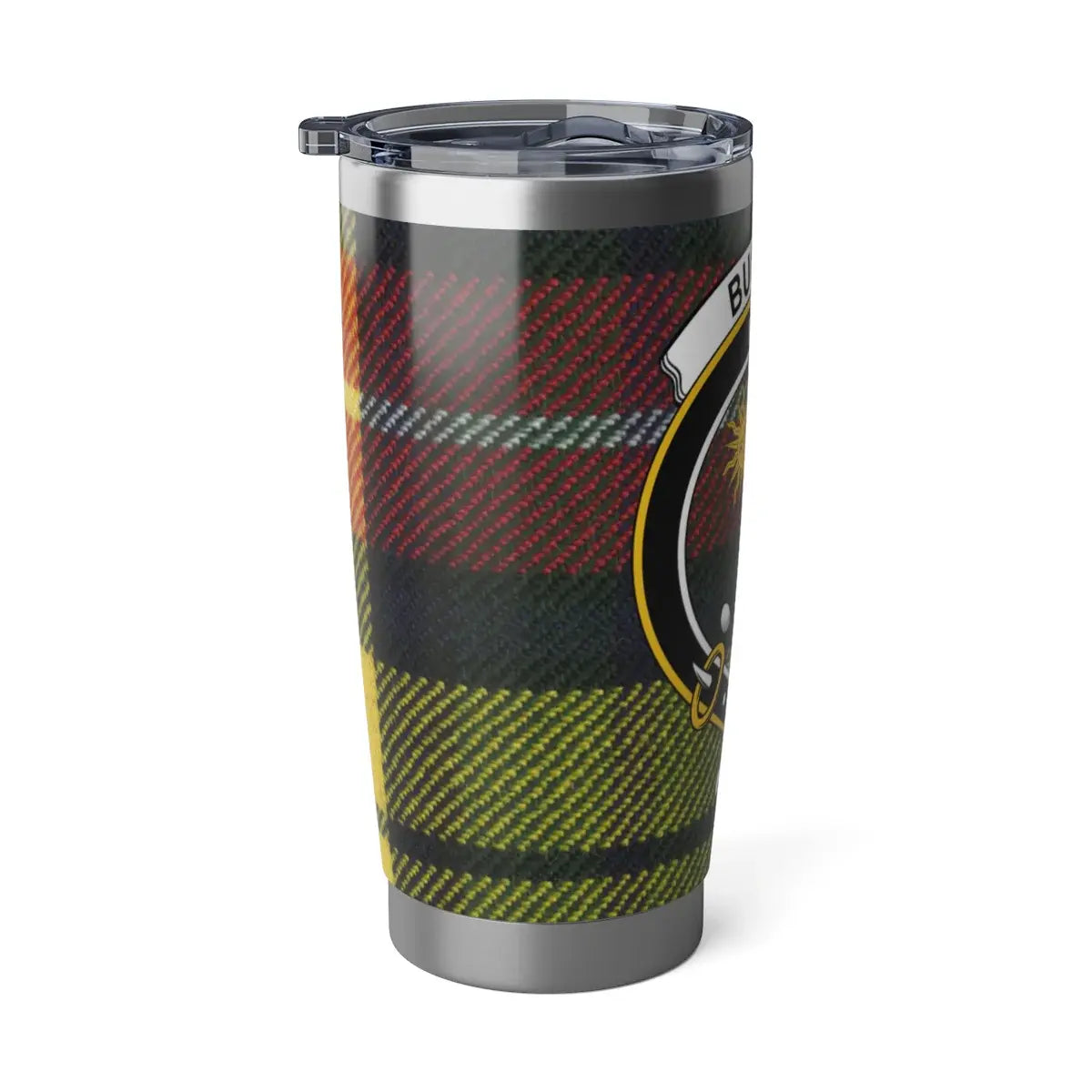 Tartan Pattern Travel Mug with Clan Crest