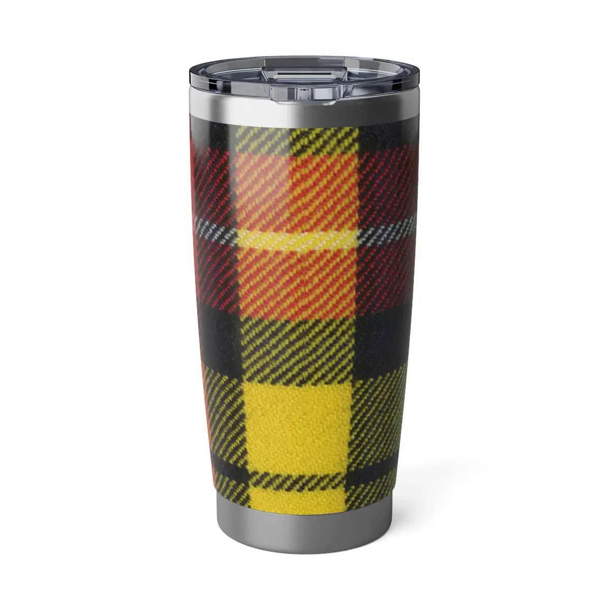 Clan Buchanan yellow and green tartan insulated travel tumbler — 20 oz stainless steel