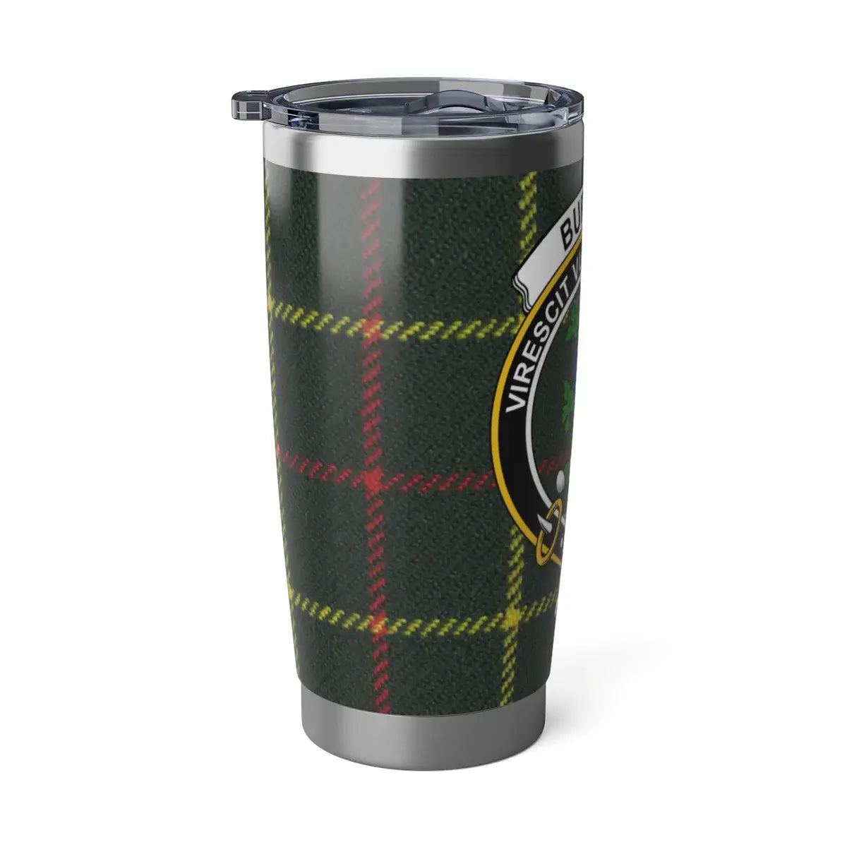 Burnett clan tartan insulated travel tumbler — fits car cup holder