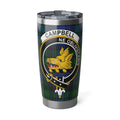 Clan Campbell tartan tumbler — 20oz insulated stainless steel with boar's head crest print