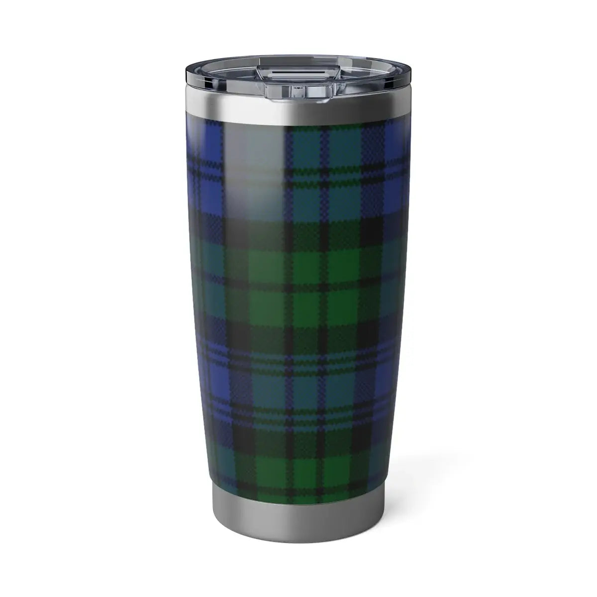 Campbell clan crest on 20oz tumbler — insulated steel with spill-resistant lid, clan tartan
