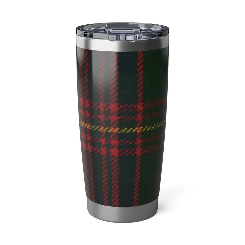 Clan Carnegie red and green plaid tartan travel tumbler — 20 oz stainless steel