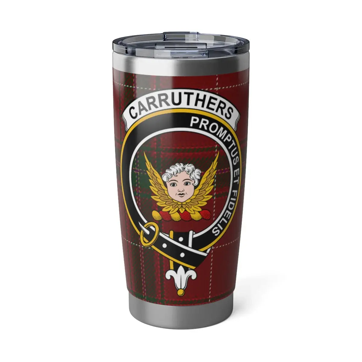 Carruthers Clan Tartan Travel Mug with Family Crest