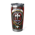 Cheyne Clan Crest Tumbler with Tartan Background