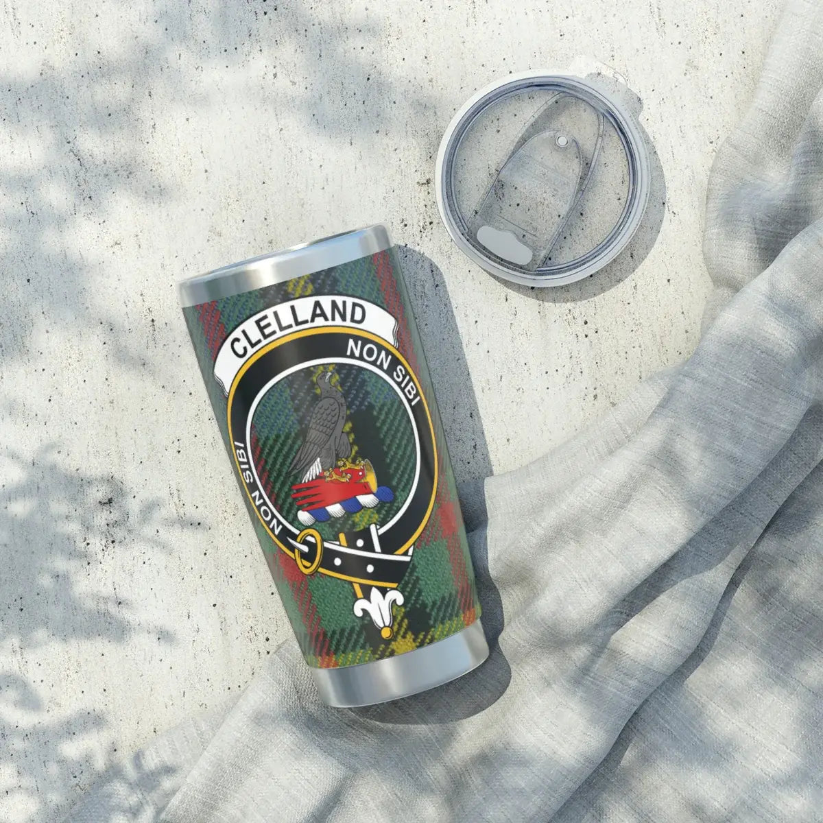 Clelland Scottish Clan Tartan Crest Tumbler