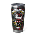 Clan Cochrane virtute et labore tartan travel tumbler — 20 oz insulated stainless steel