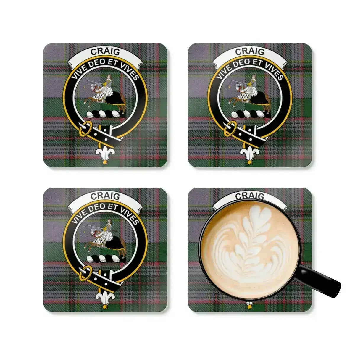 Craig Vive Deo Et Vives Crest Plaid Coasters product type