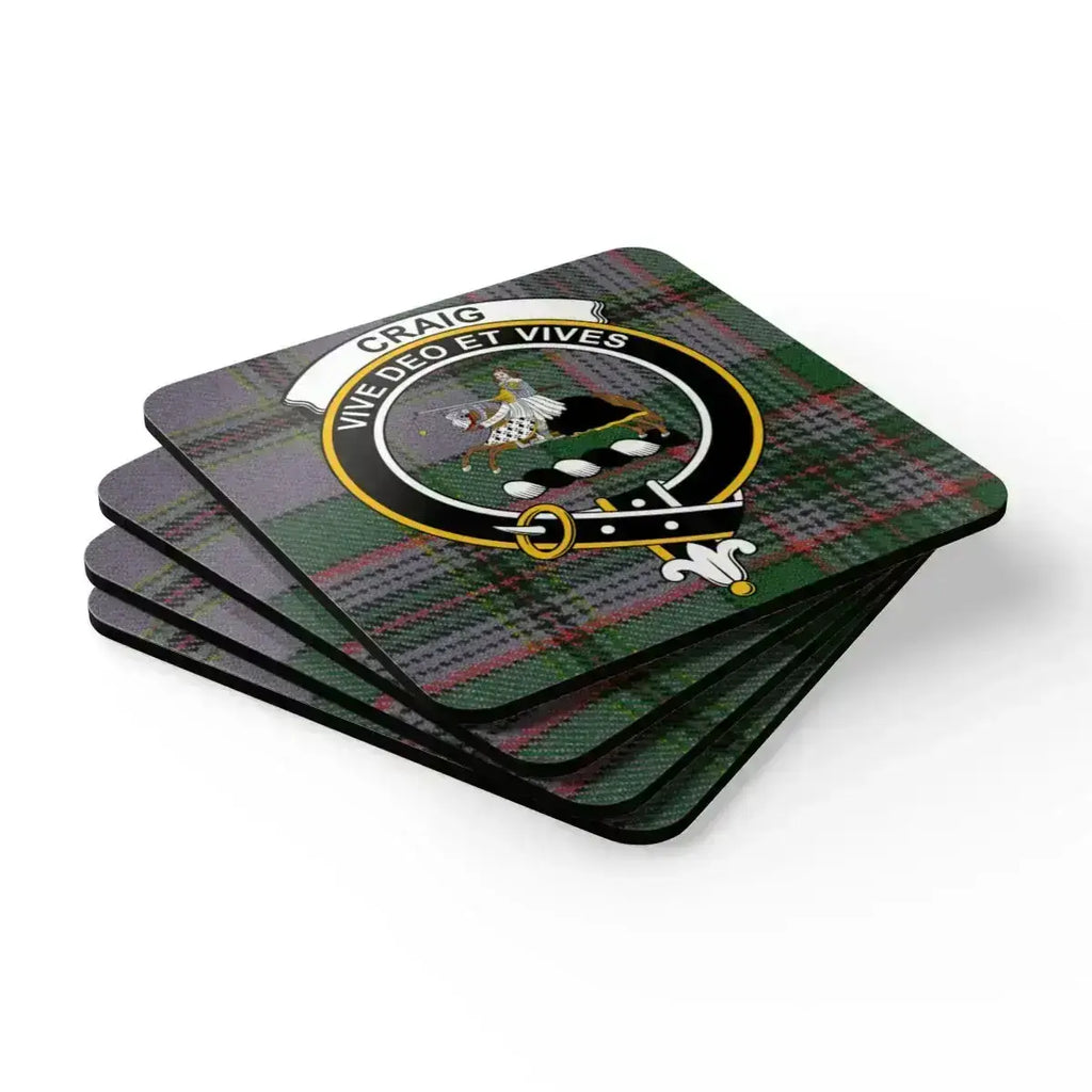 Craig Clan Crest Tartan Design Coasters product type