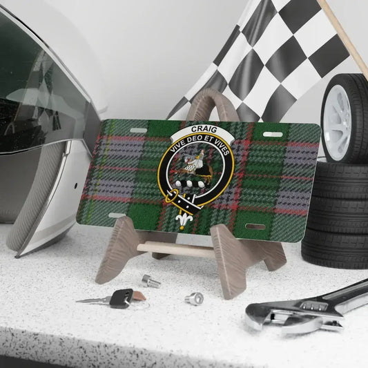 Craig Coat of Arms on Green Tartan License Plate product