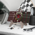 Crawford clan crest novelty license plate — 12x6 aluminium with red-green tartan and Tutum Te Robore Reddam