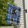 Cross tartan garden flag shown in 12x18 and 24x32 inch sizes