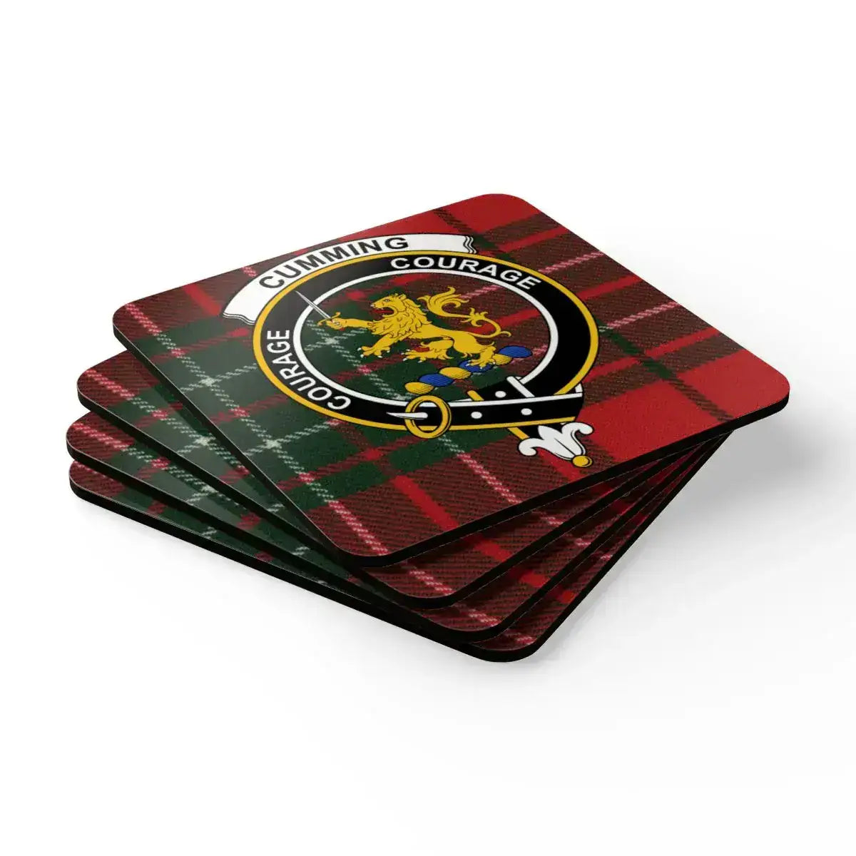 Plaid Coasters with Courage Cumming Lion Design product type