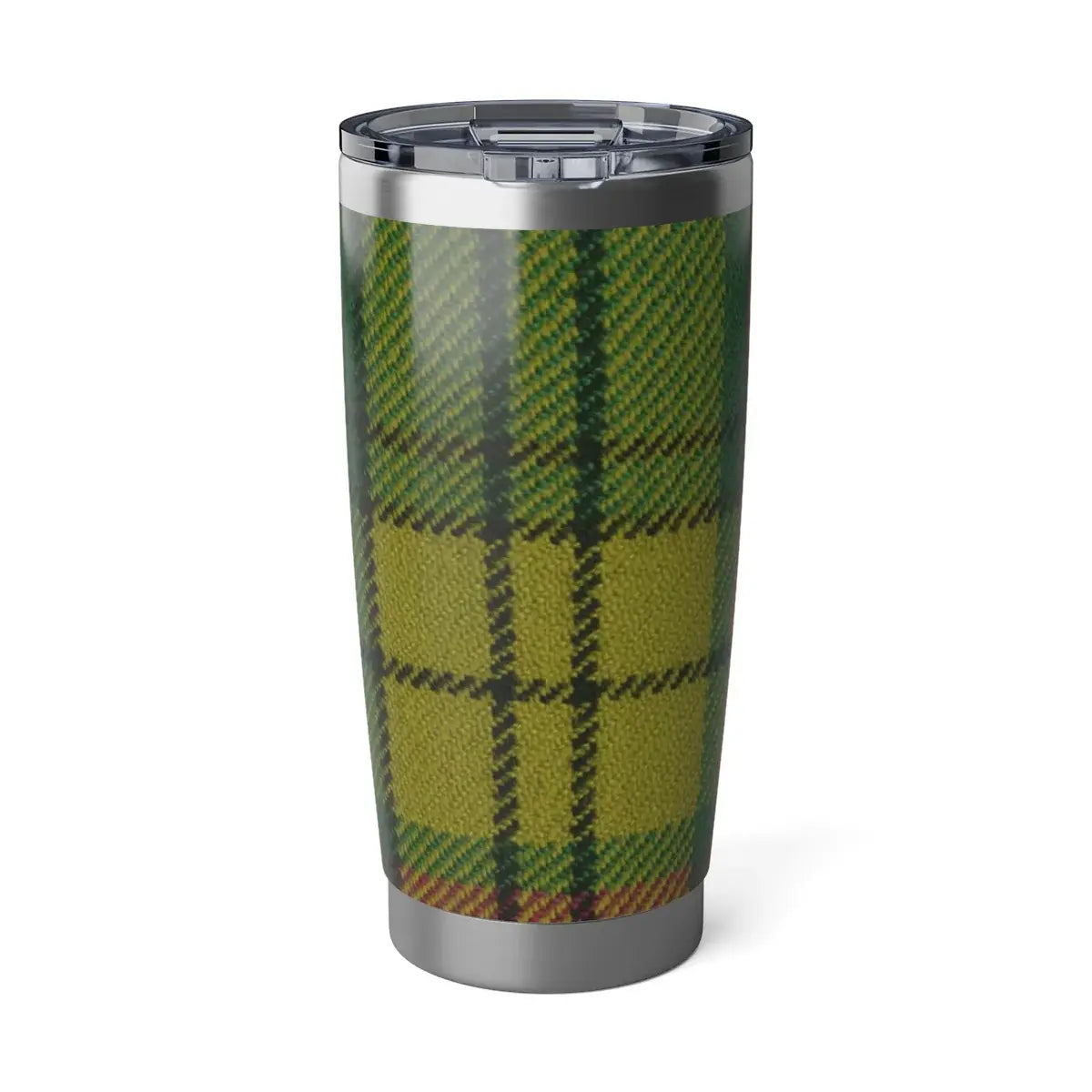Green Plaid Tumbler Pattern Design with Lid