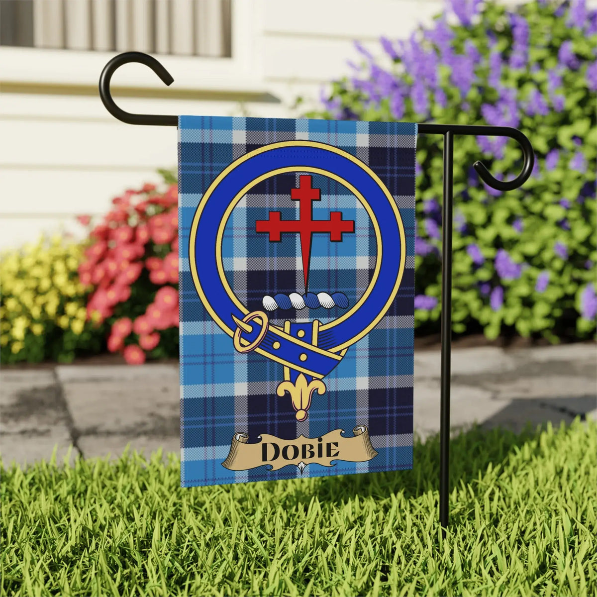 Dobie Plaid Blue Garden Flag Decorative