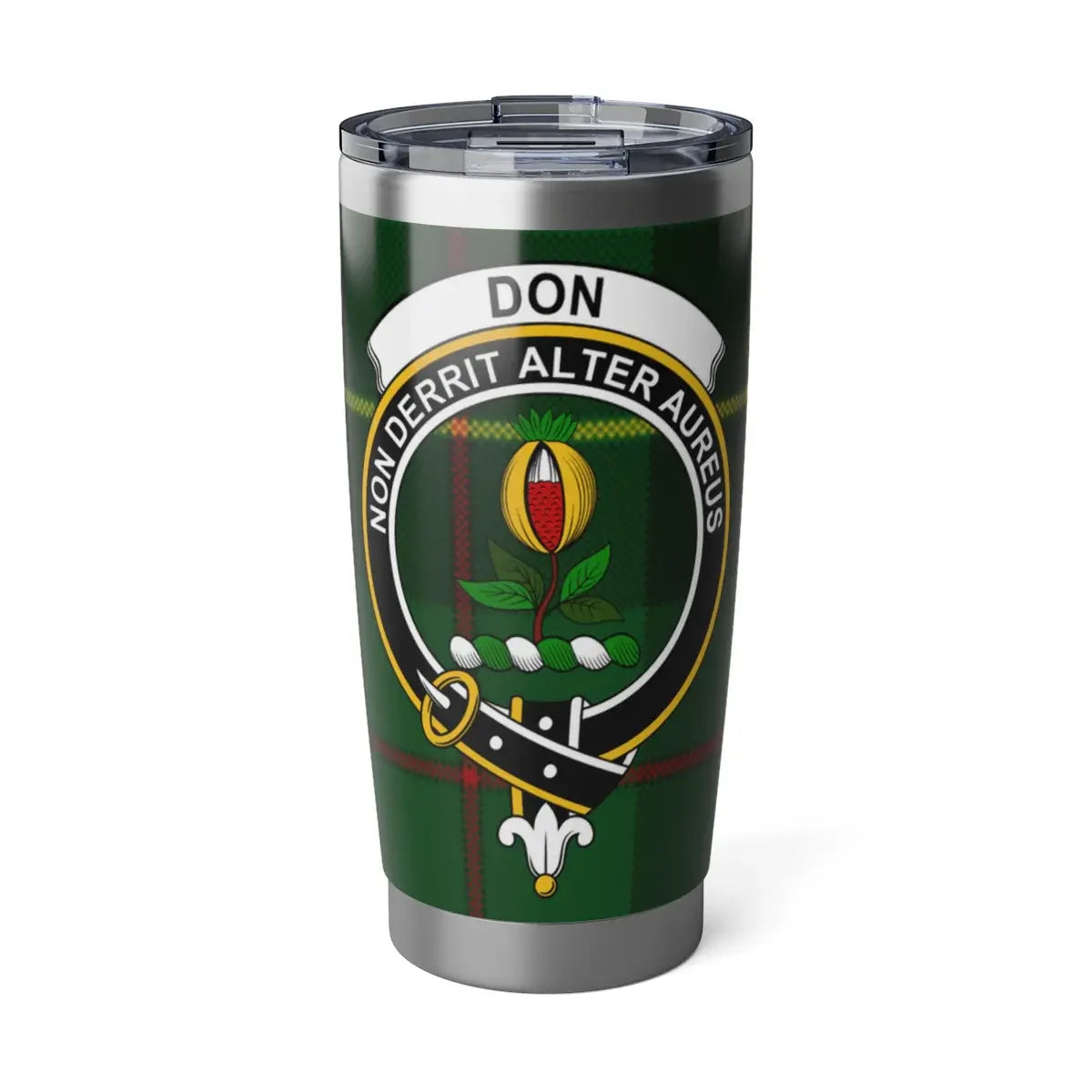 Clan Crest Don Tartan Travel Tumbler with Motto