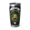 Clan Dundas tartan 20oz stainless steel tumbler — full-colour lion crest print, silver finish