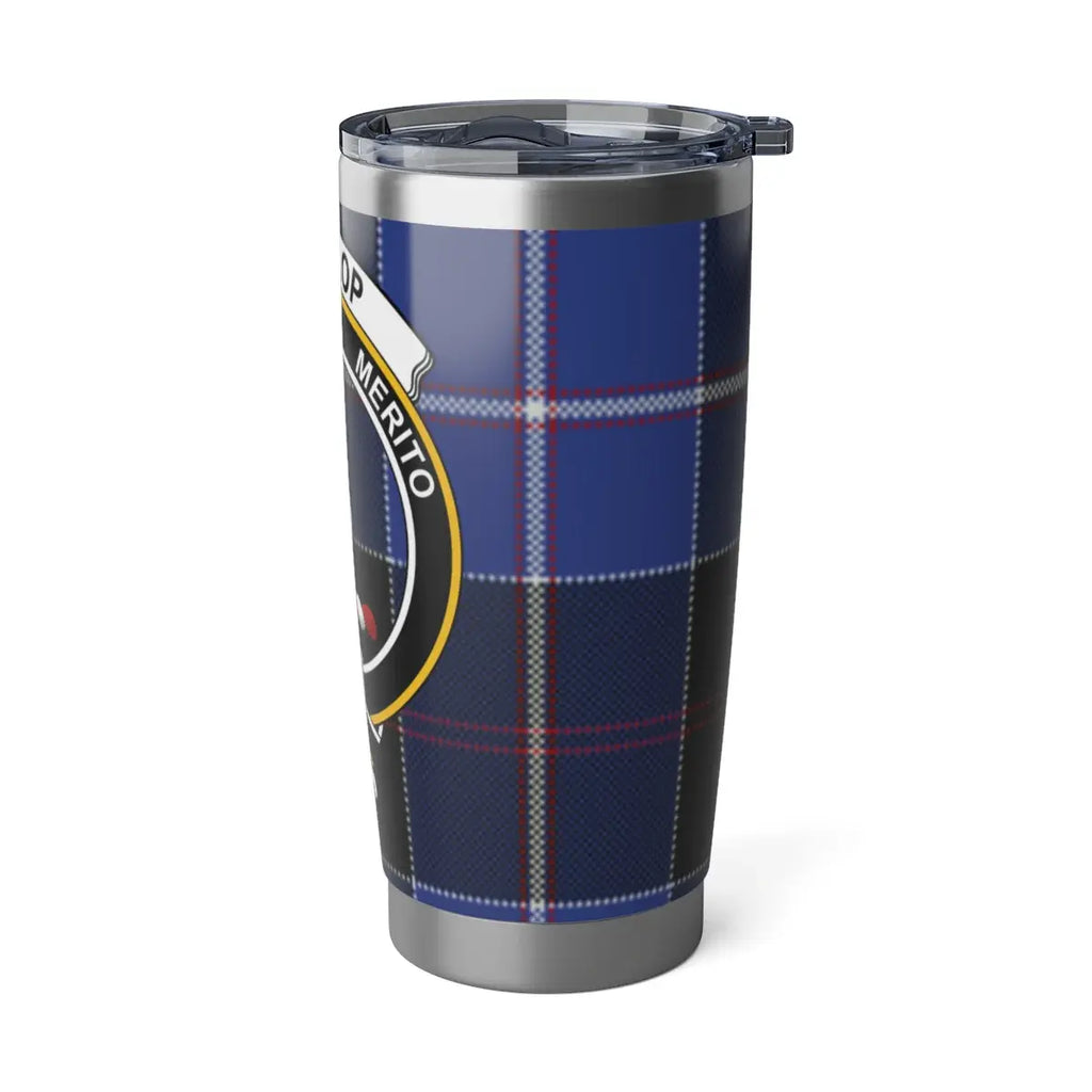 Blue Plaid Design Travel Mug with Custom Logo