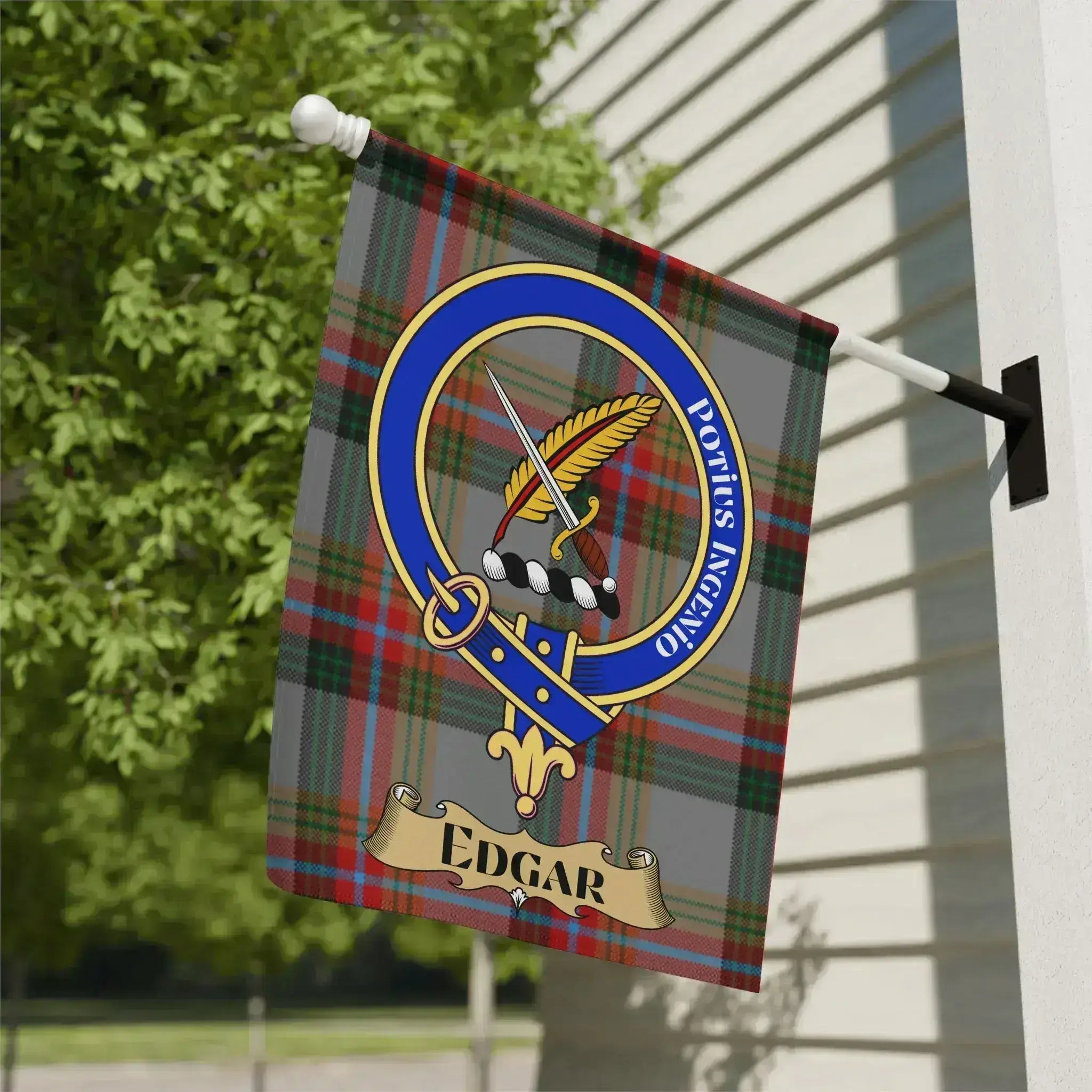 Custom Family Crest with Name Plaid Outdoor Flag product