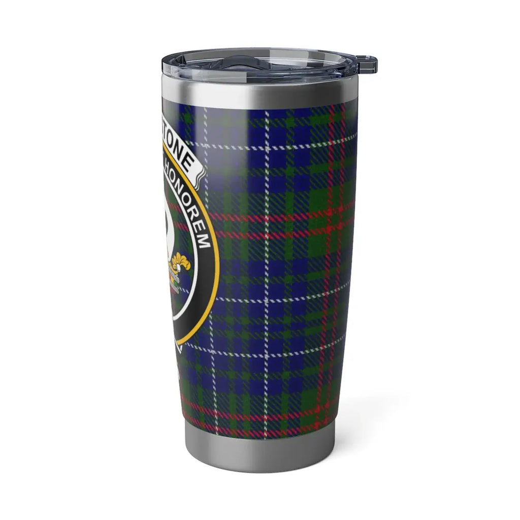 Tartan Inspired Travel Mug with Military Emblem Design