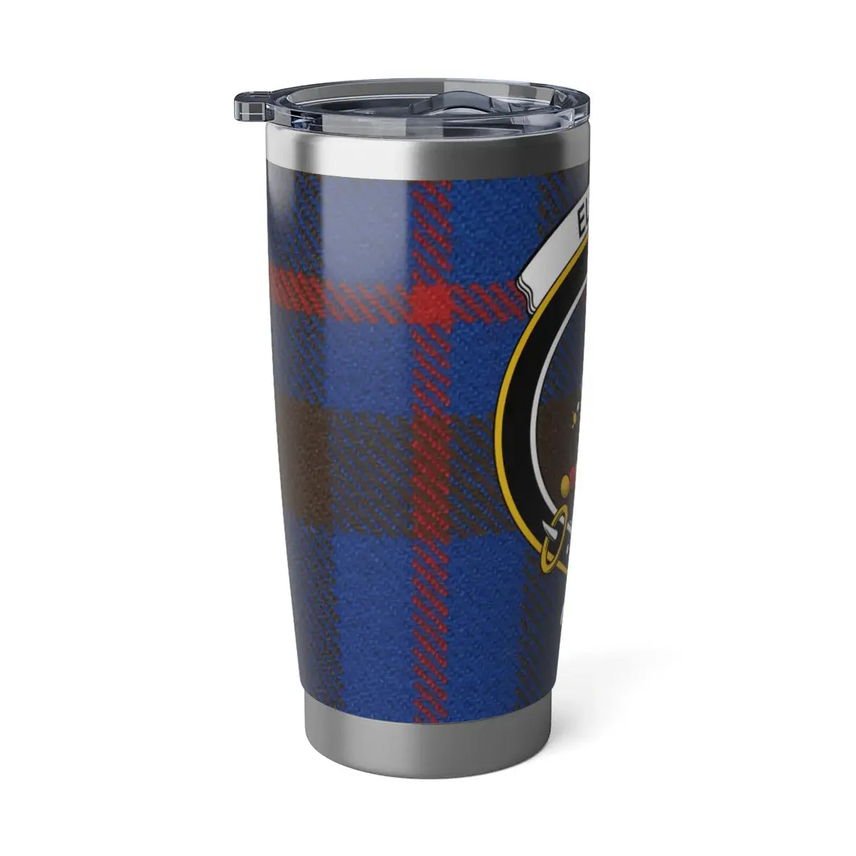 Embroidered Blue Red Plaid Stainless Insulated Tumbler