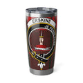 Clan Erskine tartan 20oz stainless steel tumbler — full-colour crest print, silver finish