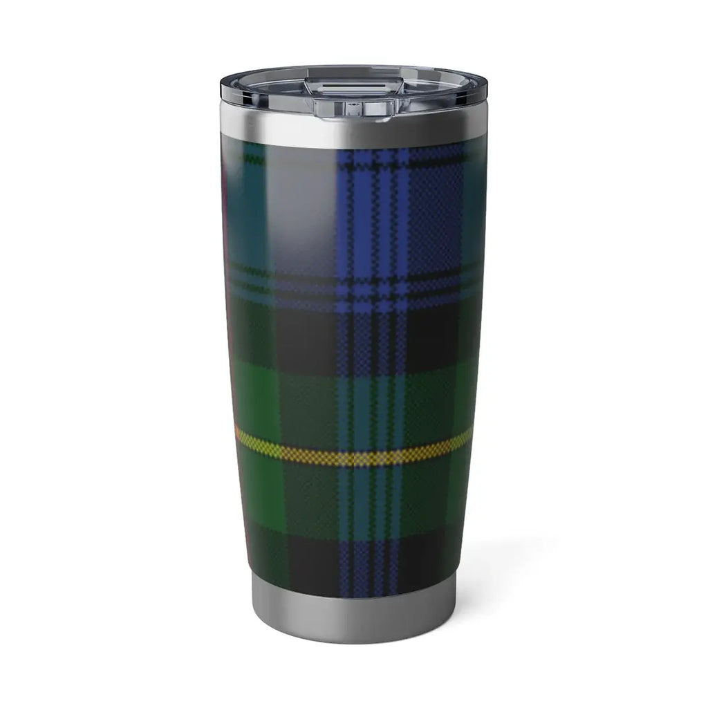 Clan Farquharson 20oz tumbler with lid — double-wall steel, clan crest wraparound print