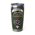 Clan Fraser tartan tumbler — 20oz insulated stainless steel with Je Suis Prest crest print