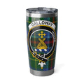 Clan Galloway tartan crest stainless steel tumbler — 20oz insulated with clan crest and Higher motto