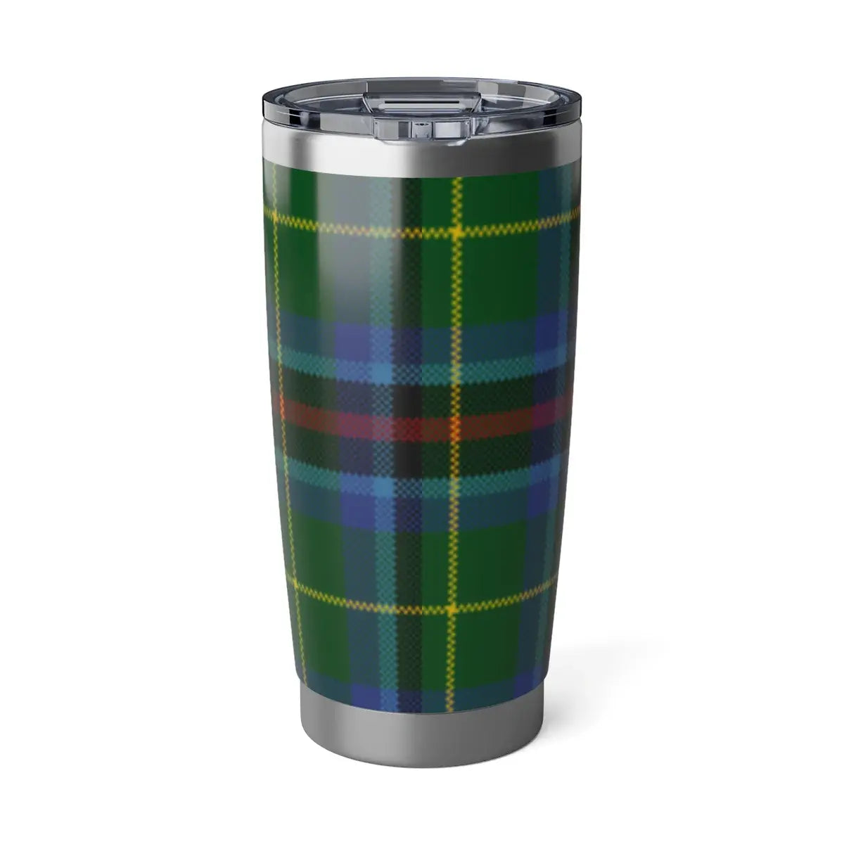 Galloway tartan tumbler — close-up of clan tartan pattern on stainless steel 20oz tumbler