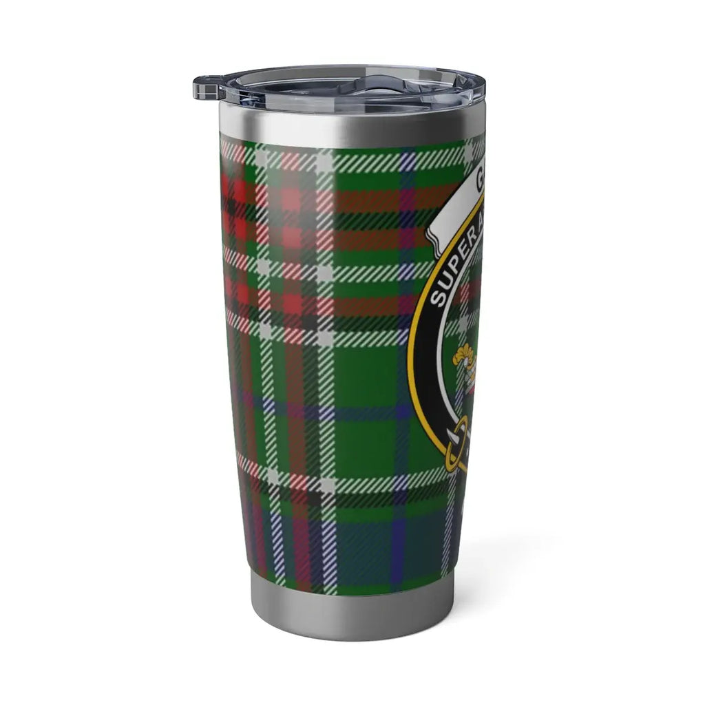 Green Plaid Travel Tumbler with Custom Emblem