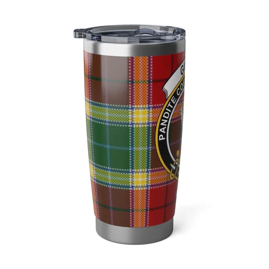 Colorful Plaid Patterned Tumbler with Clan Badge