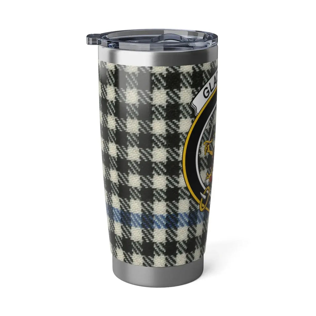 Black and White Plaid Patterned Travel Mug