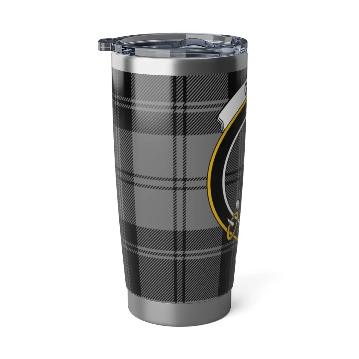 Black and White Plaid Insulated Travel Tumbler