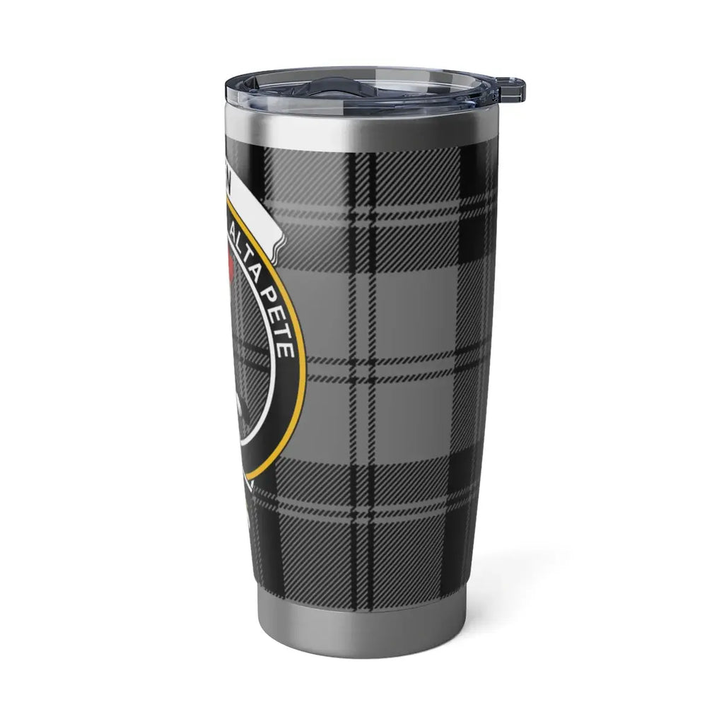 Stylish Grey Plaid Pattern Travel Tumbler Product
