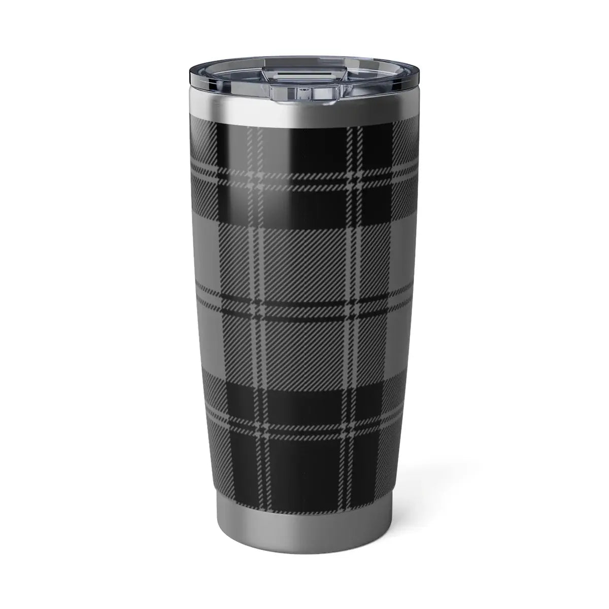 Glendinning tartan tumbler — close-up of clan tartan pattern on stainless steel 20oz tumbler