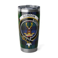 Clan Gordon insulated stainless steel tumbler with tartan crest print — 20oz Scottish heritage drinkware