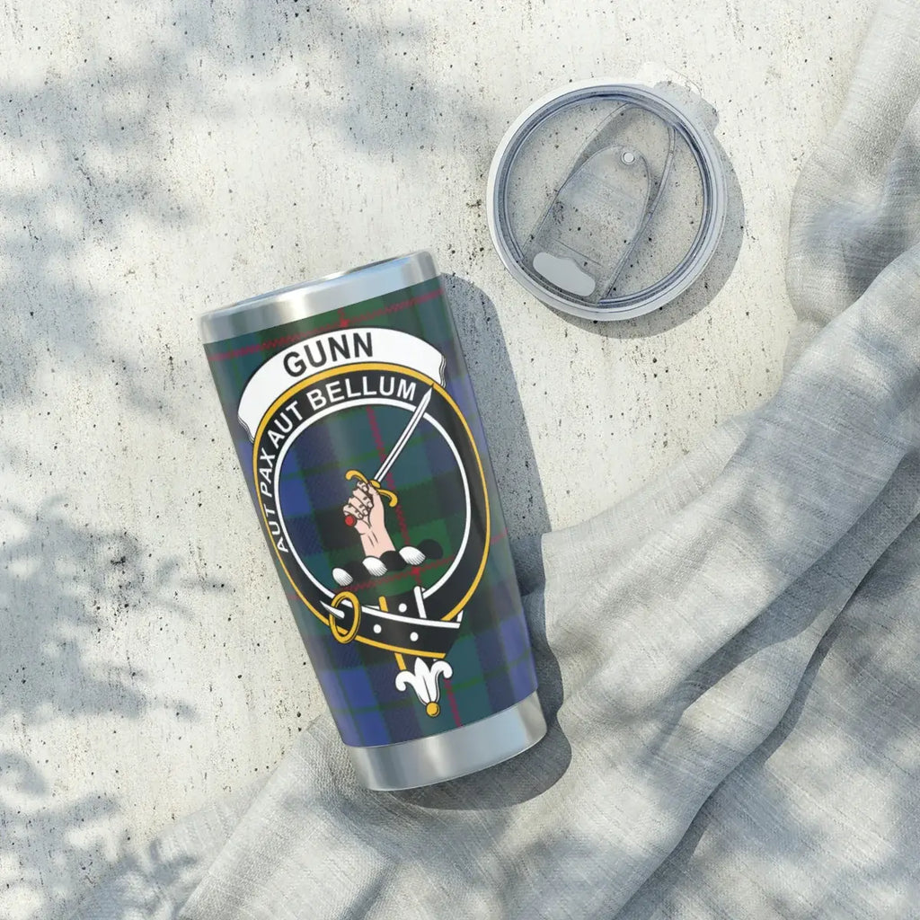 Gunn Aut Pax Aut Bellum tumbler cup — 20oz stainless steel with full crest design