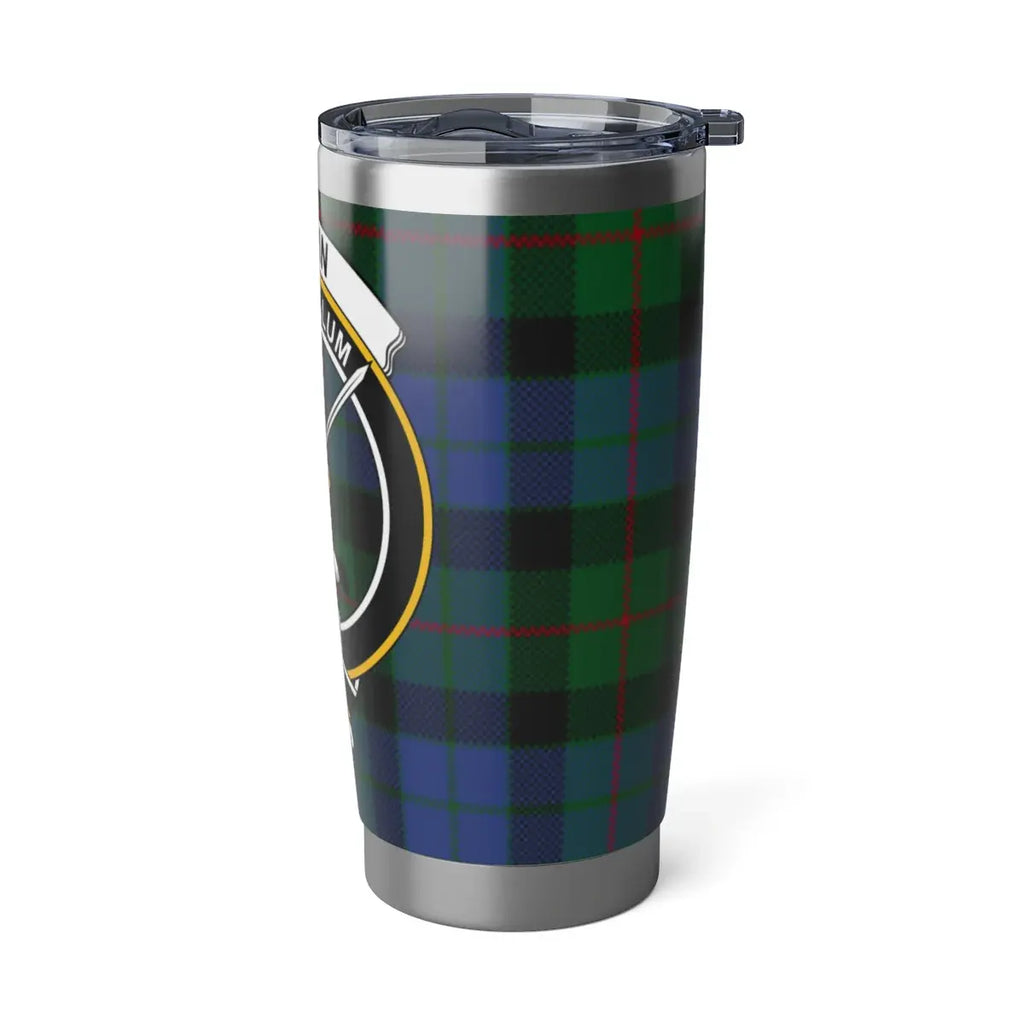 Gunn clan crest tartan plaid travel mug — Scottish heritage 20oz stainless steel tumbler