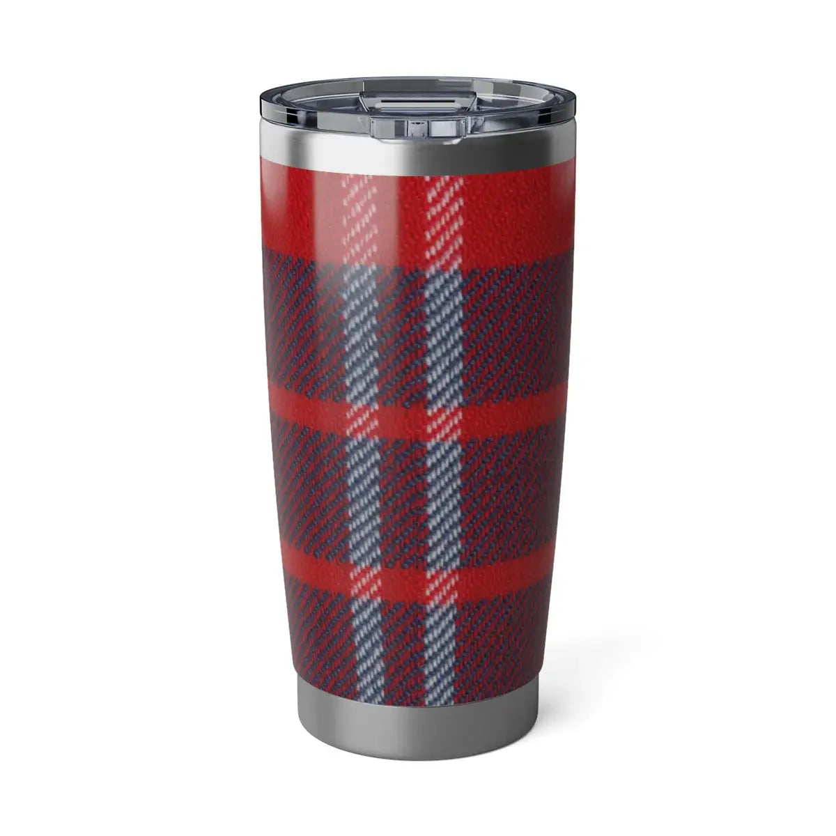 Hamilton clan crest tumbler — red and black plaid insulated 20oz stainless steel