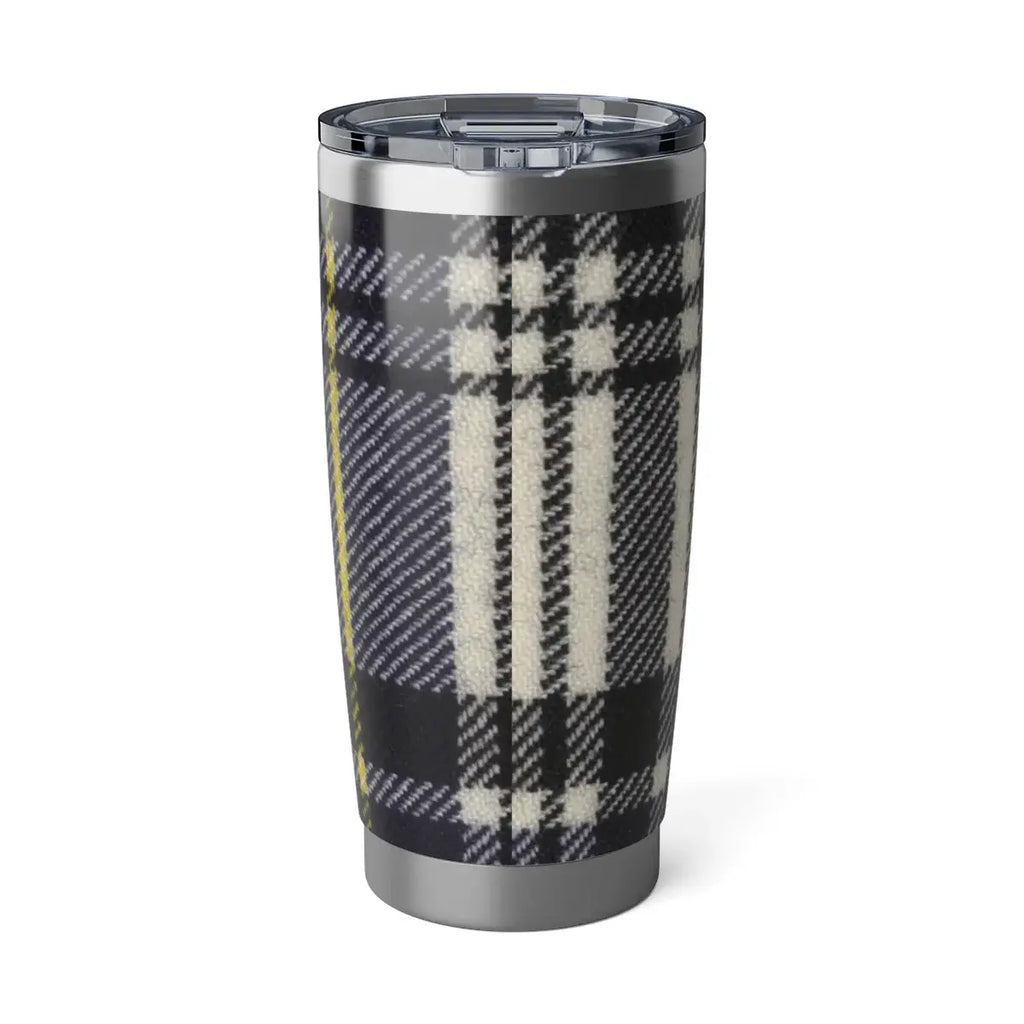 Hannay tartan tumbler — close-up of clan tartan pattern on stainless steel 20oz tumbler
